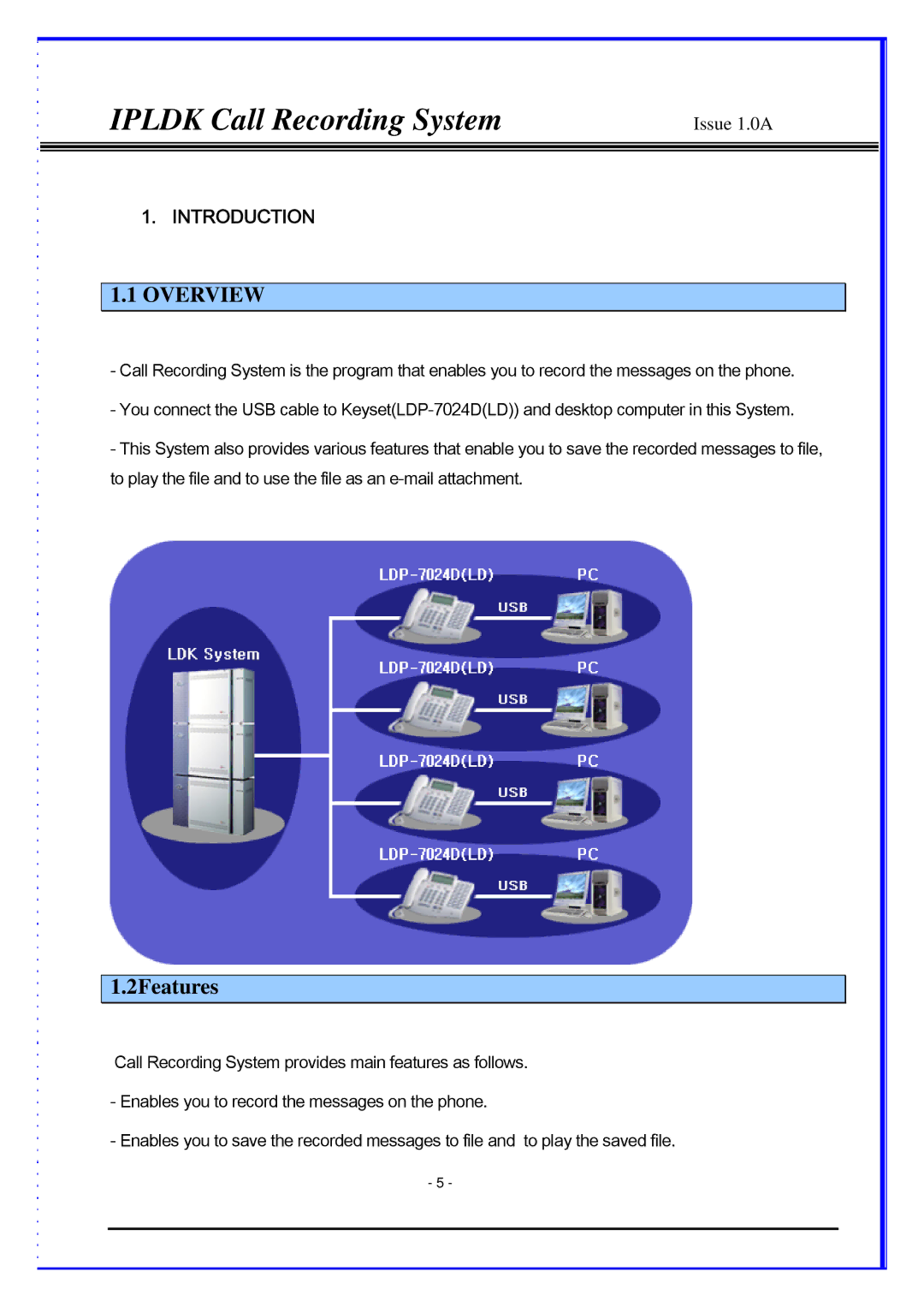 LG Electronics IPLDK CRS, LDP-7024D, LDP-7024LD manual Overview, 2Features 