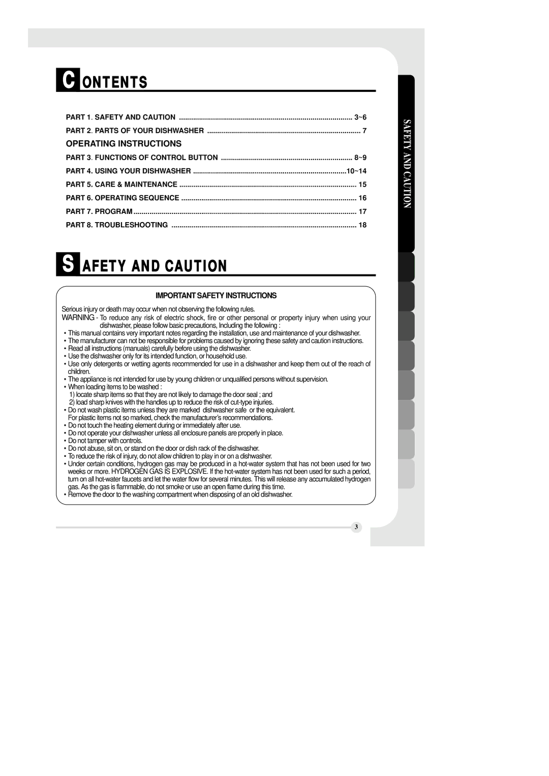 LG Electronics LDS 5811ST, LDS 5811BB, LDS 5811WW manual Ontents, Afety and Caution 