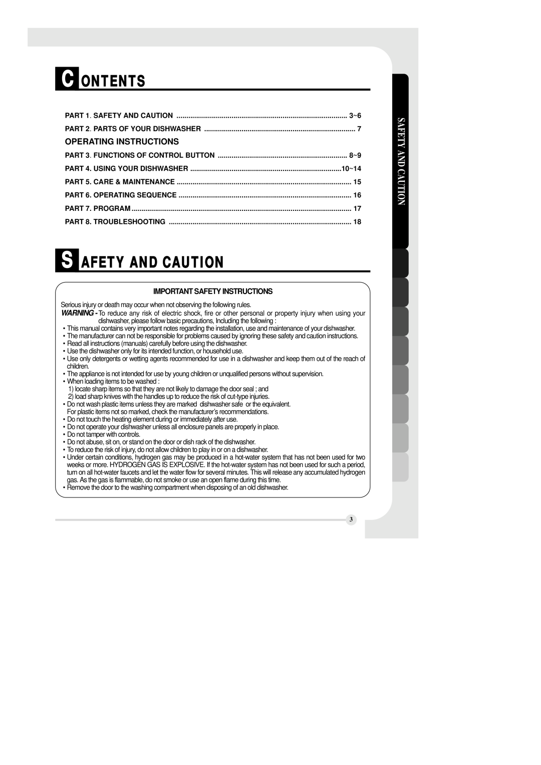 LG Electronics LDS 5811ST manual C Ontents, S Afety And Caution, Operating Instructions, Important Safety Instructions 