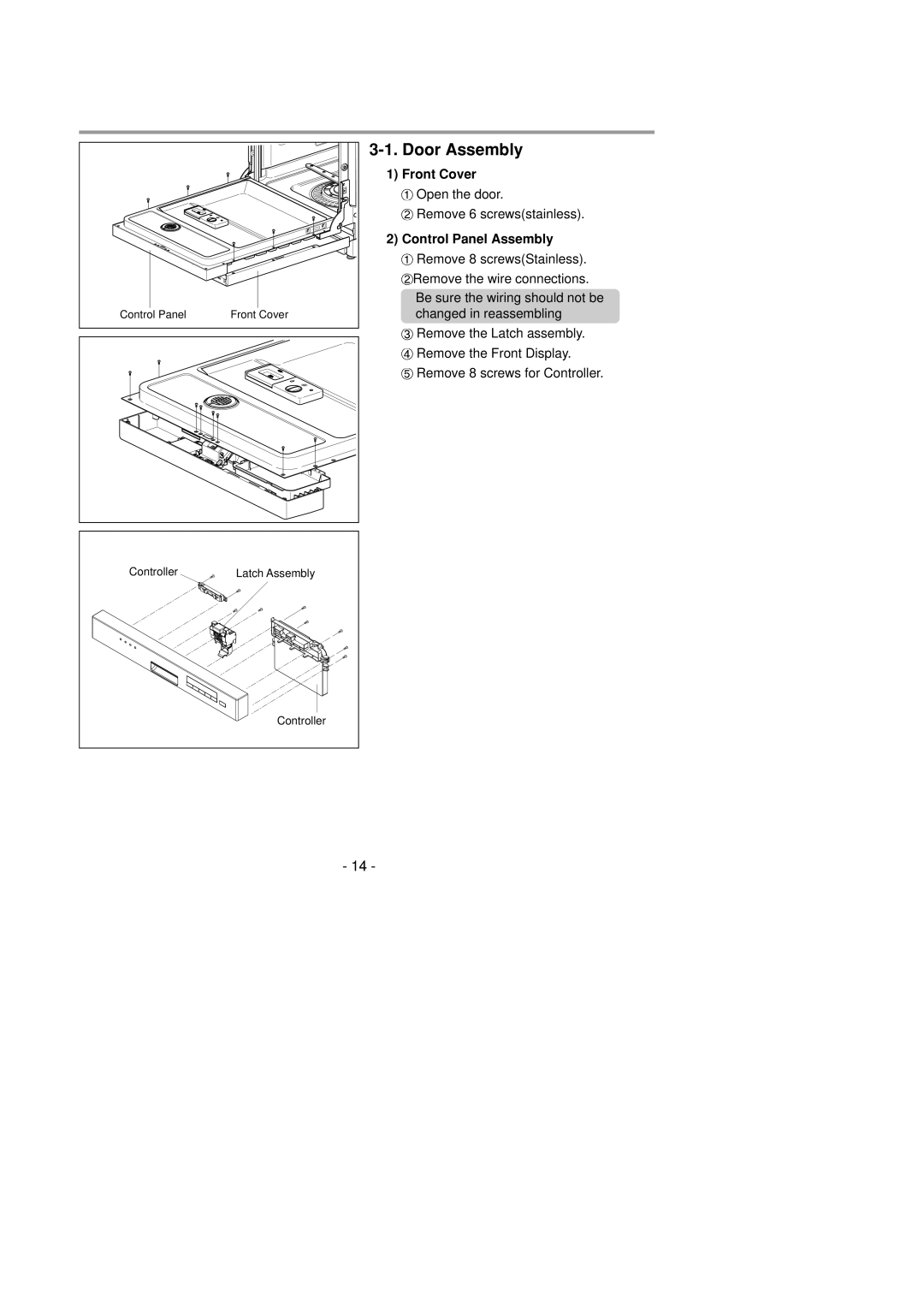 LG Electronics LDS4821(WW service manual Door Assembly, Front Cover, Control Panel Assembly 