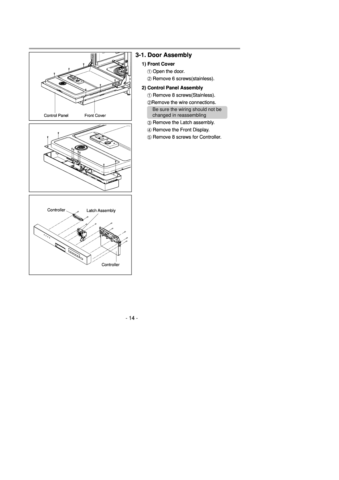 LG Electronics LDS4821(WW service manual Door Assembly, Front Cover, Control Panel Assembly 