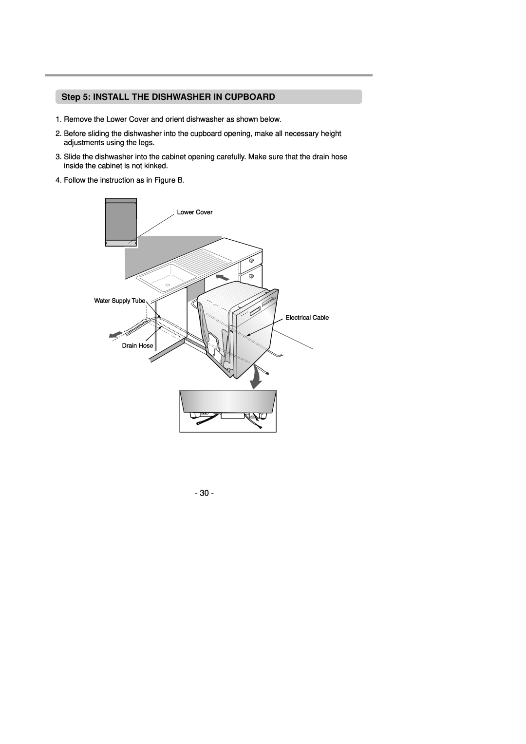LG Electronics LDS4821(WW service manual Install The Dishwasher In Cupboard 