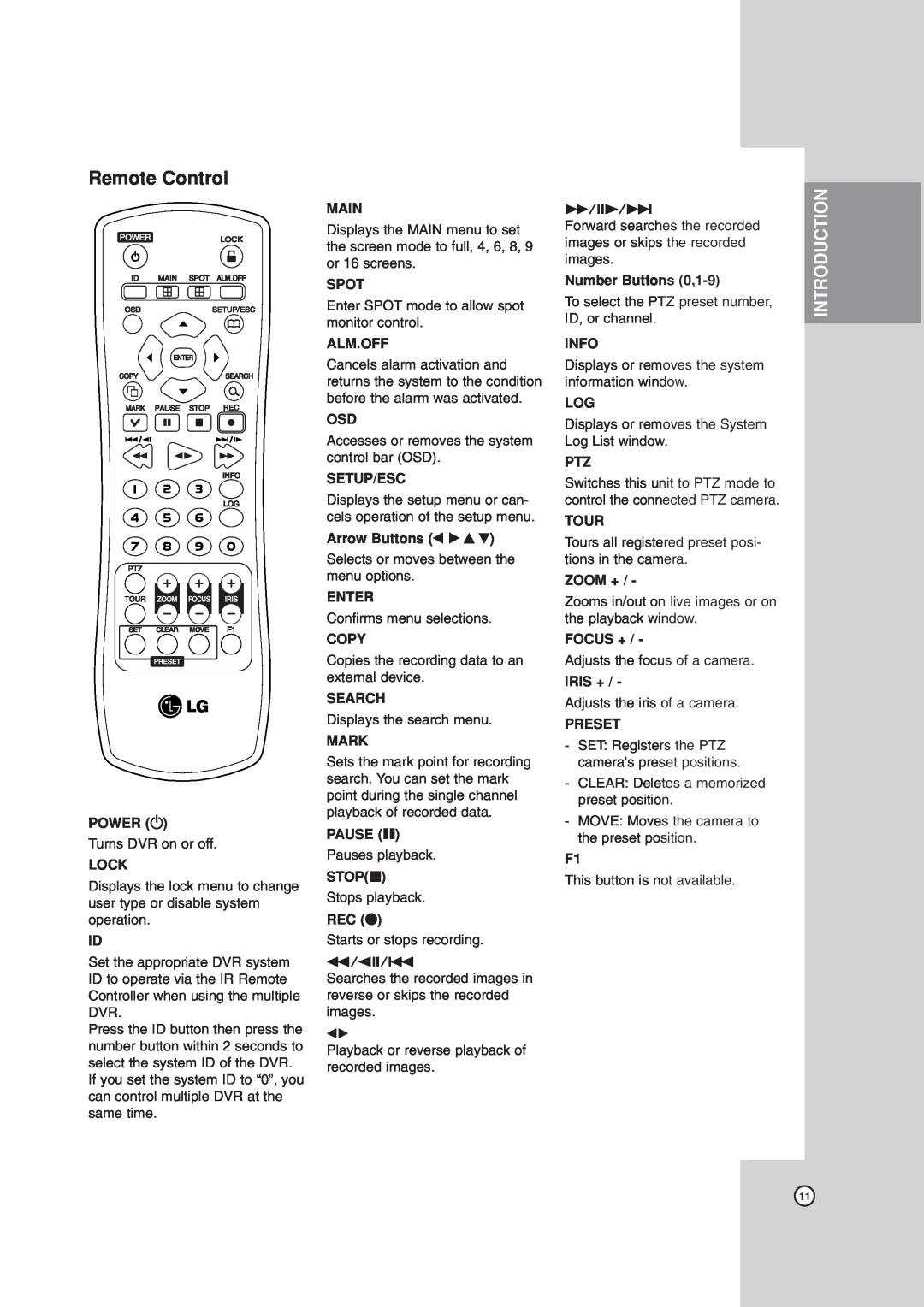 LG Electronics LDV-S503, LDV-S504 owner manual Remote Control, Introduction 