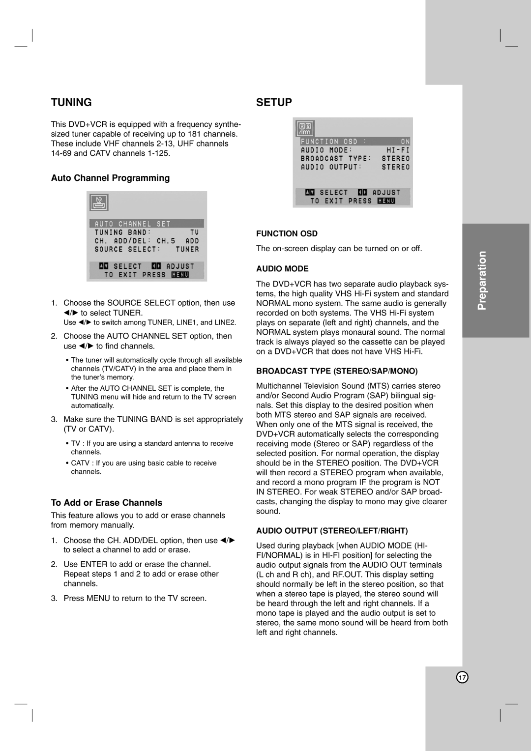 LG Electronics LDX-514 owner manual Auto Channel Programming, To Add or Erase Channels 