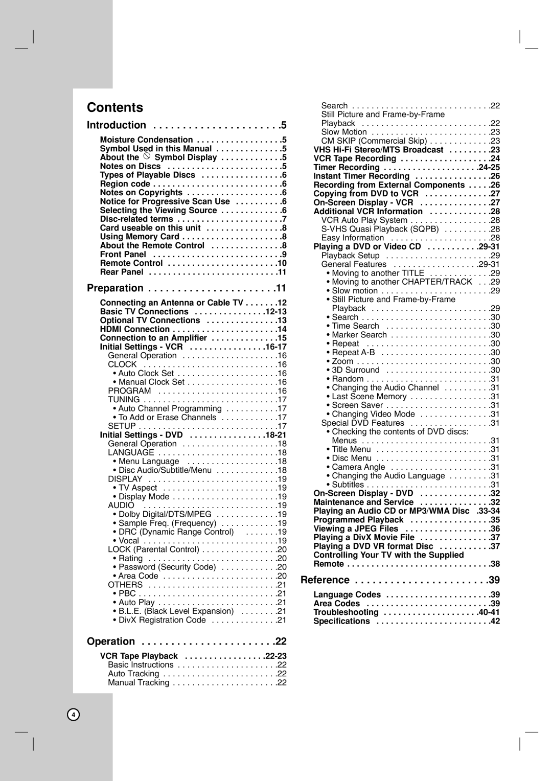 LG Electronics LDX-514 owner manual Contents 