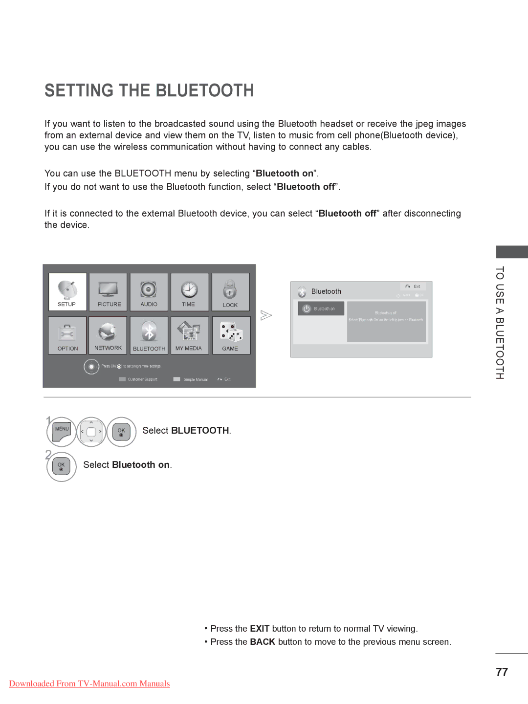 LG Electronics 50/60PX9*** ..........................A-45 owner manual Setting the Bluetooth, USE a Bluetooth 