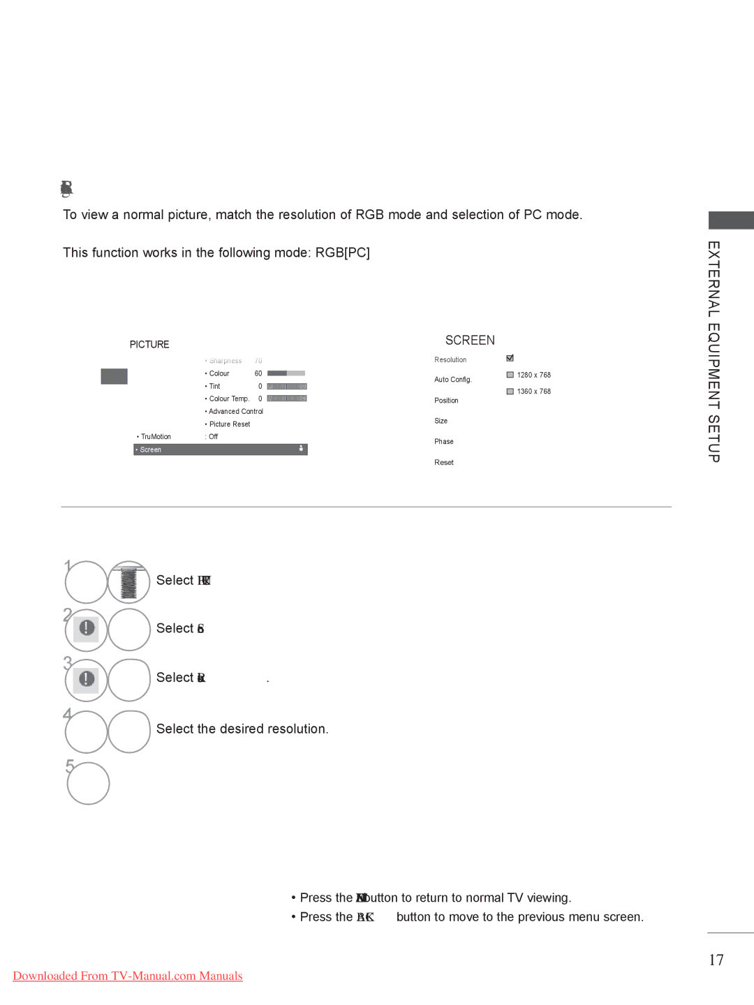 LG Electronics 50/60PX9*** ..........................A-45 owner manual Selecting Resolution, Select Resolution 