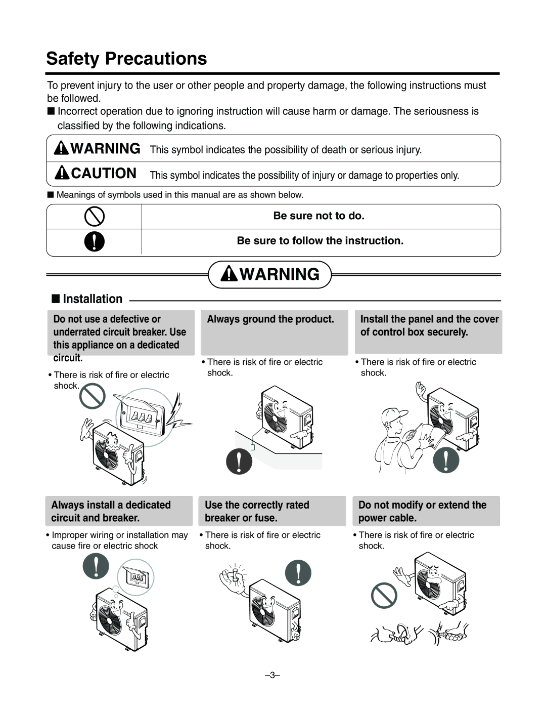 LG Electronics LF300CP(LP-C303R20), LF480CE(LP-C483TA0) service manual Safety Precautions, Installation 