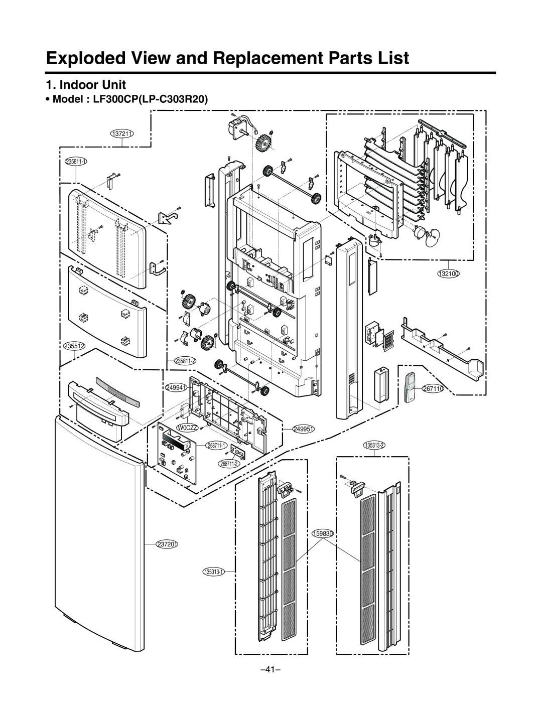 LG Electronics LF300CP(LP-C303R20), LF480CE(LP-C483TA0) Exploded View and Replacement Parts List, Model LF300CPLP-C303R20 