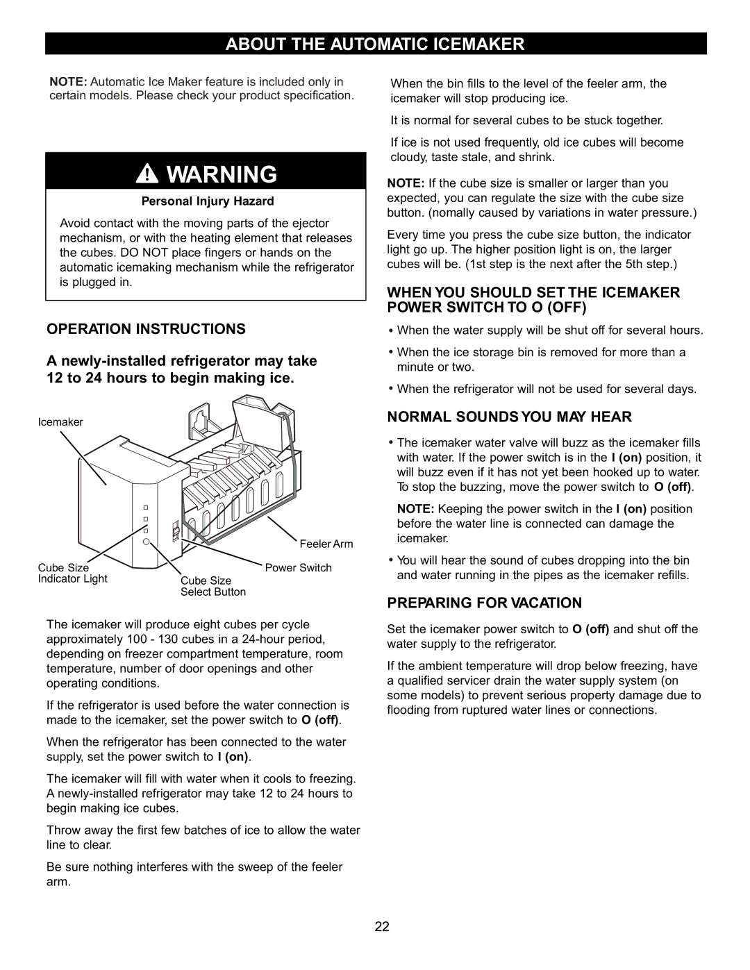 LG Electronics LFC20760 owner manual About the Automatic Icemaker, Operation Instructions, Normal Sounds YOU MAY Hear 