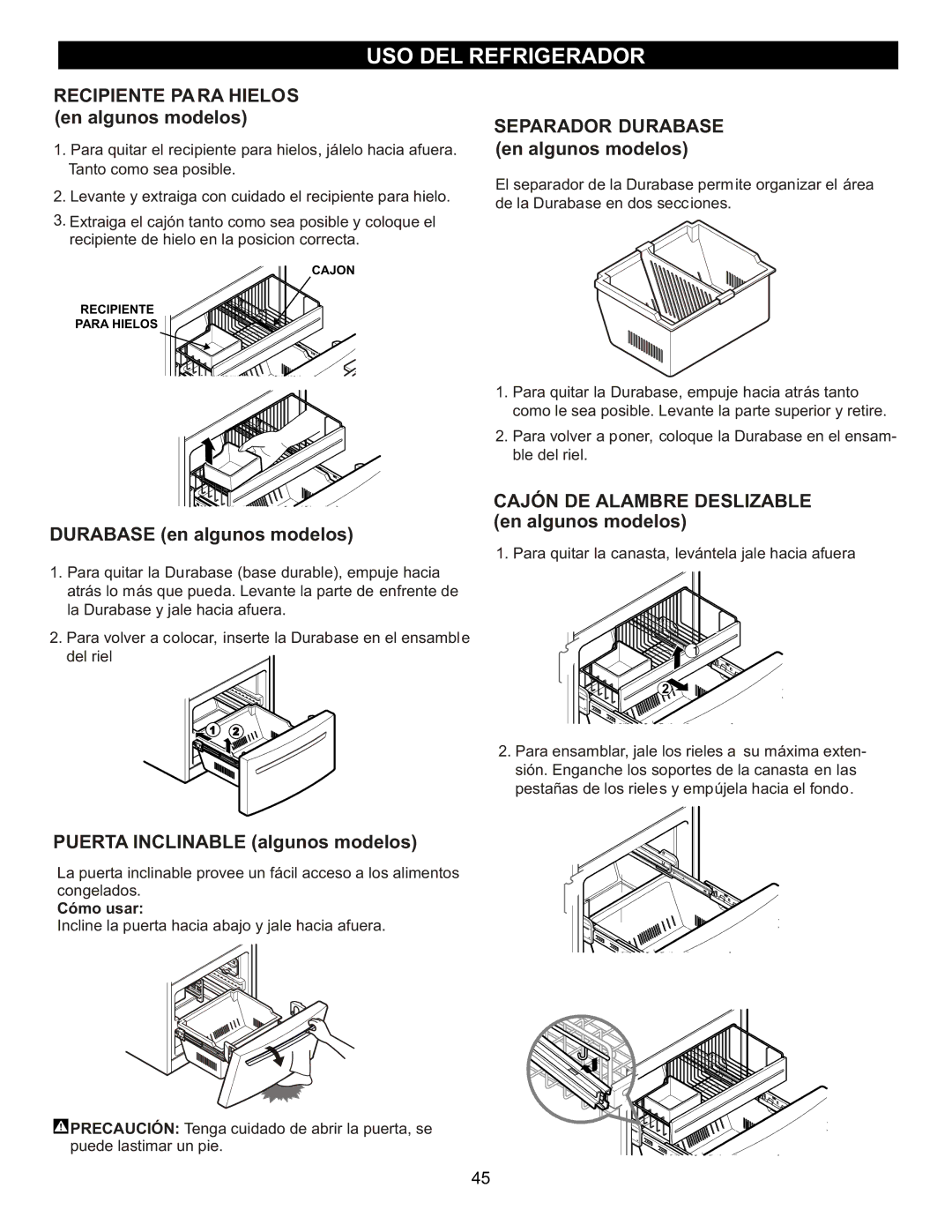 LG Electronics LFC20760 owner manual Separador Durabase, Cómo usar 