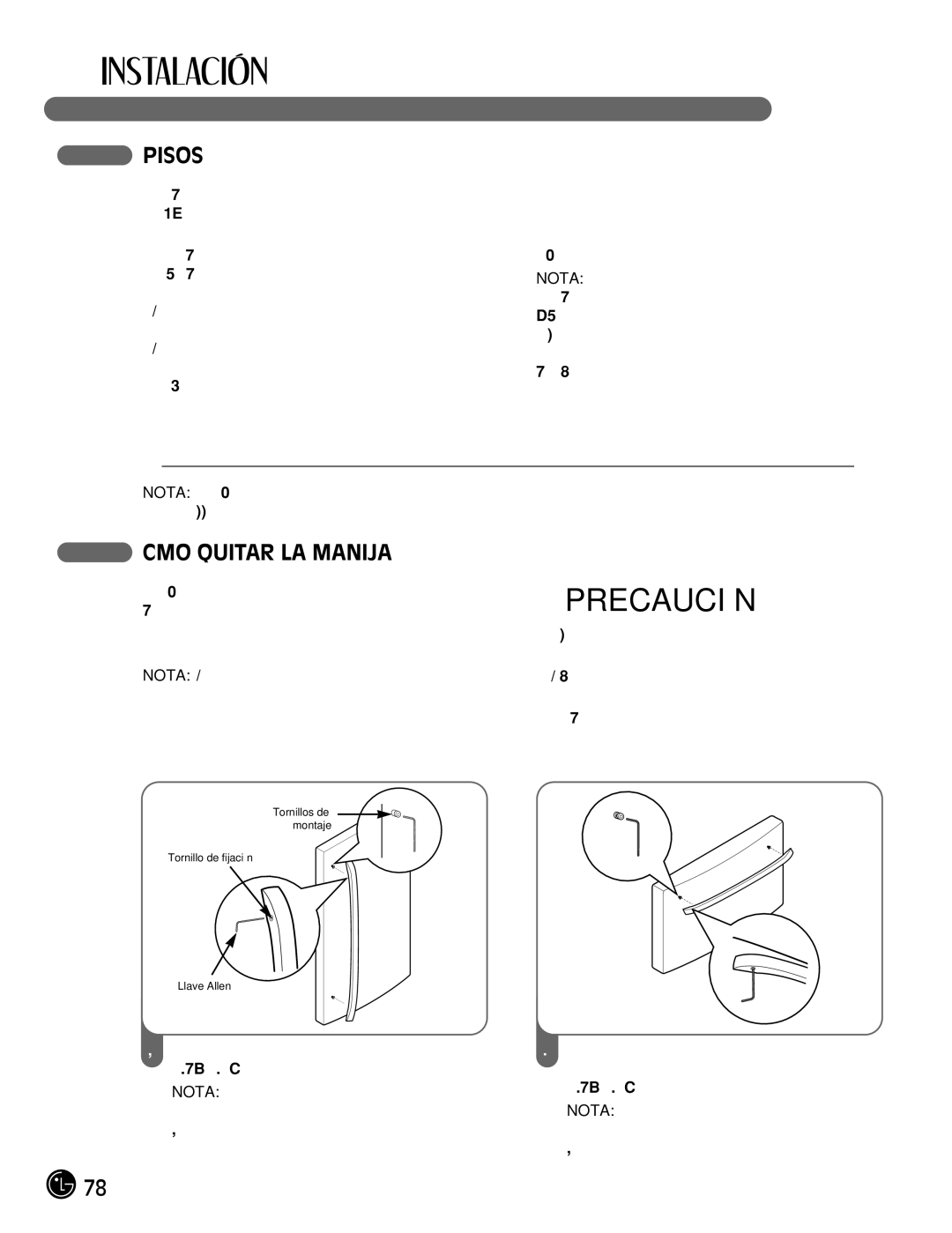 LG Electronics LFC21770, LFC25770 manual Pisos, Cómo Quitar LA Manija 