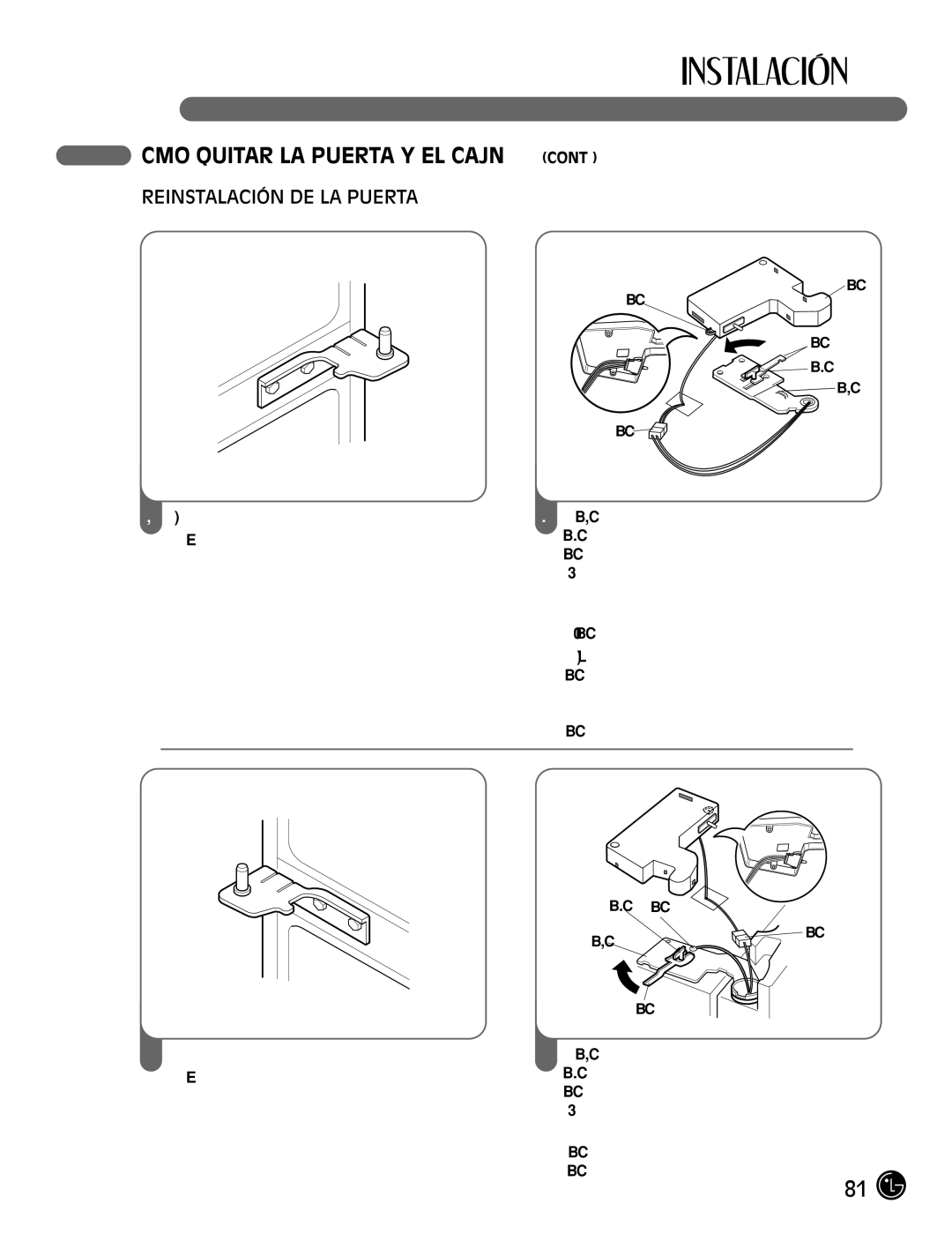 LG Electronics LFC25770, LFC21770 manual Reinstalación DE LA Puerta 