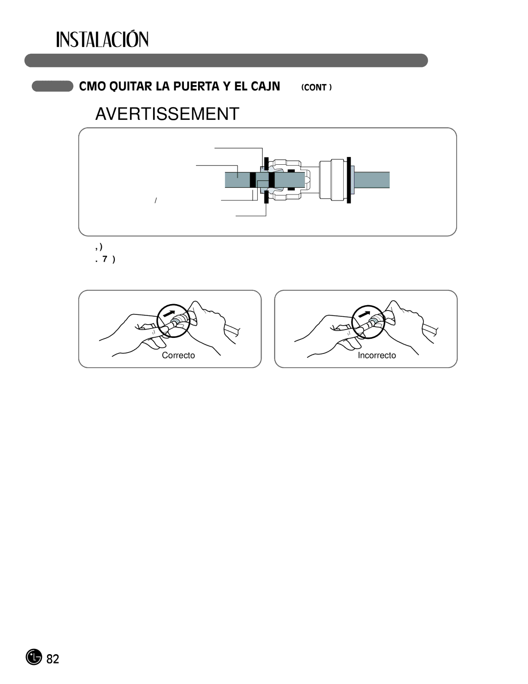 LG Electronics LFC21770, LFC25770 manual Correcto Incorrecto 