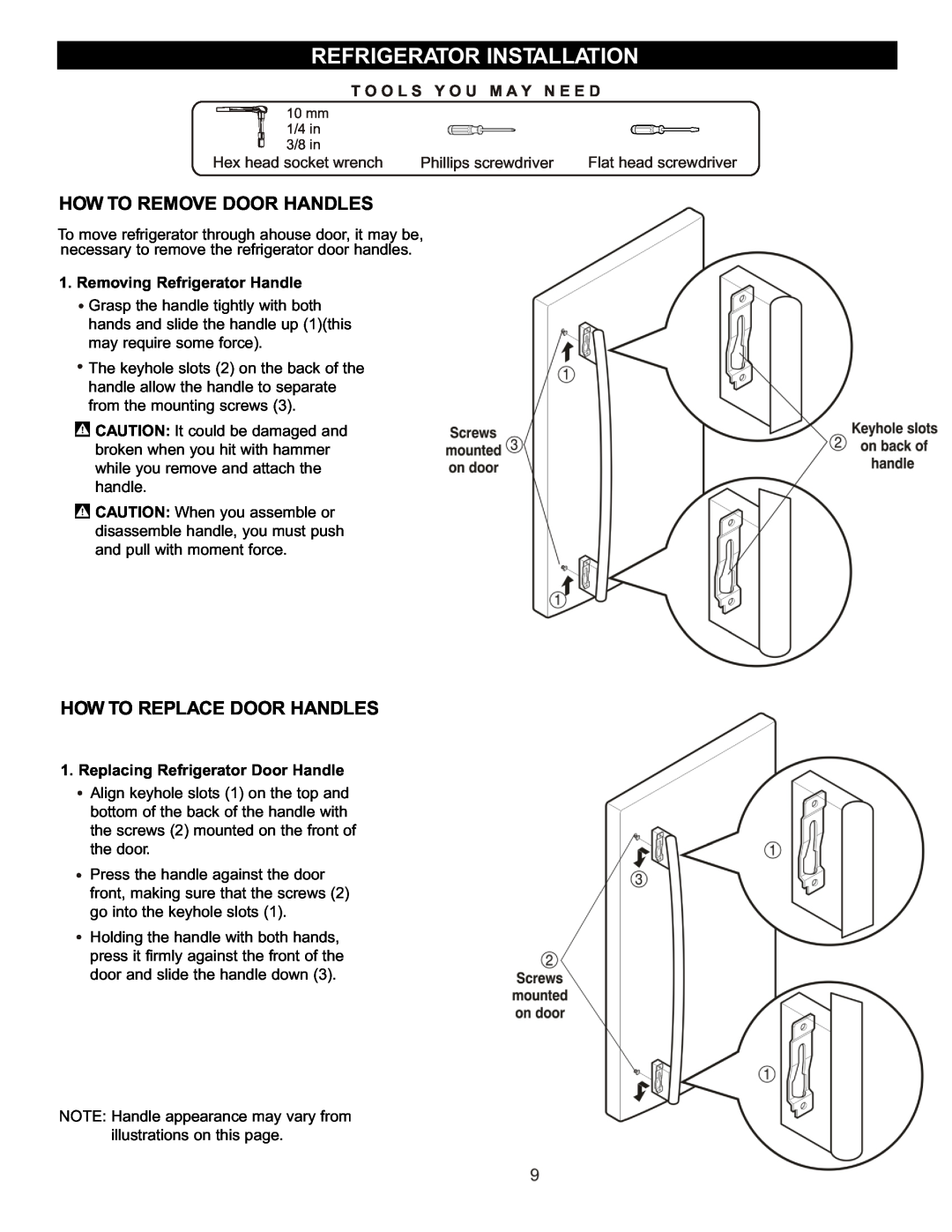 LG Electronics LFC20740, LFC22740 How To Remove Door Handles, How To Replace Door Handles, T O O L S Y O U M A Y N E E D 