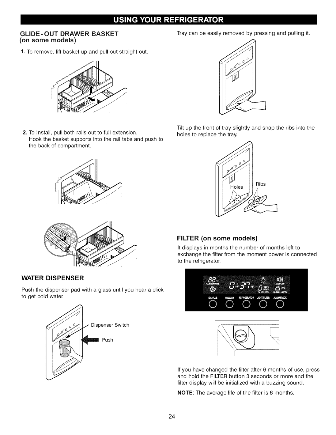 LG Electronics LFC22760 manual Filter on some models, Water Dispenser 