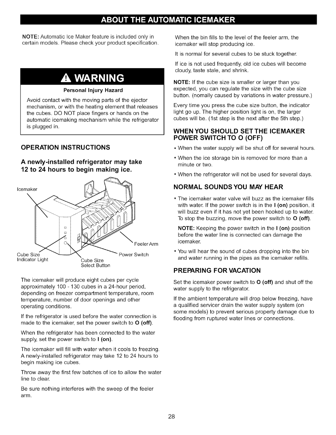 LG Electronics LFC22760 manual Operation Instructions, When You Should Setthe Icemaker, Power Switch To O Off 