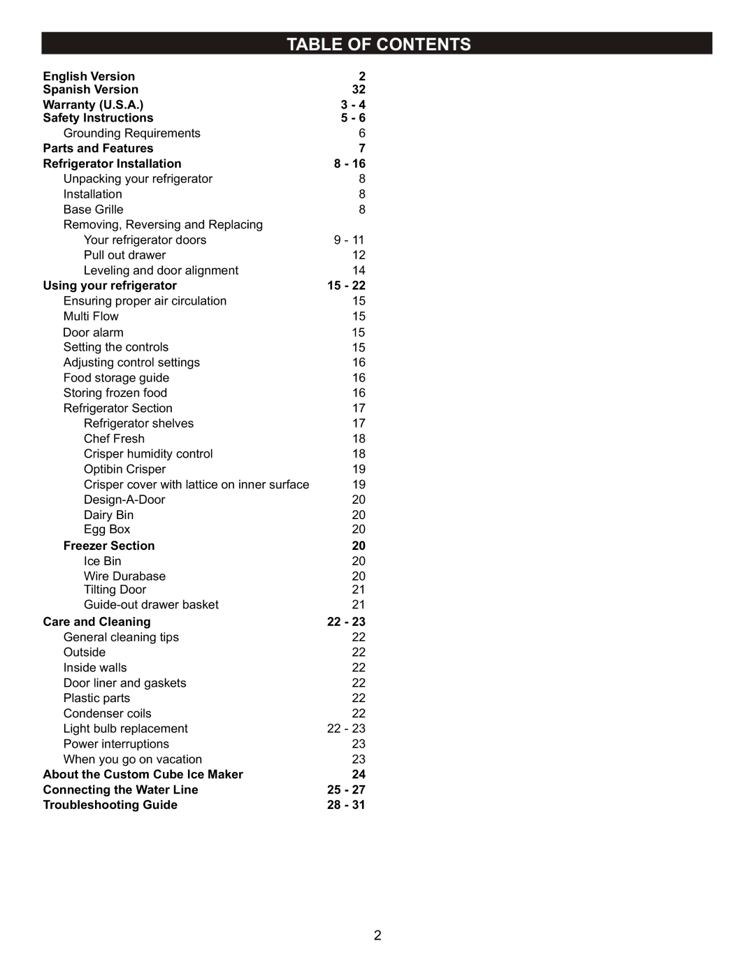 LG Electronics LFC23760 owner manual Table of Contents 