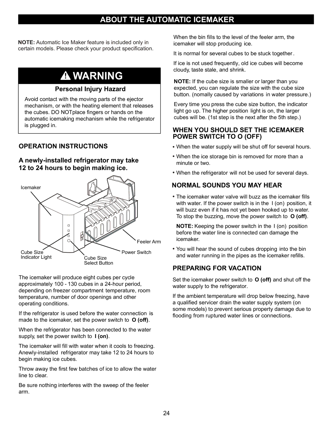 LG Electronics LFC23760 owner manual About the Automatic Icemaker, Operation Instructions, Normal Sounds YOU MAY Hear 