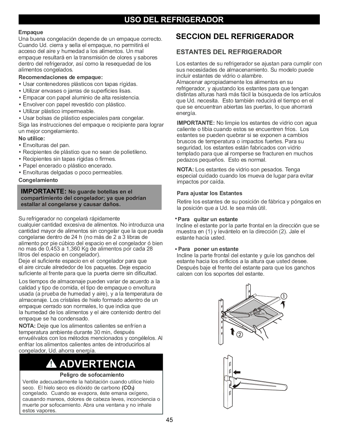 LG Electronics LFC23760 owner manual Estantes DEL Refrigerador 