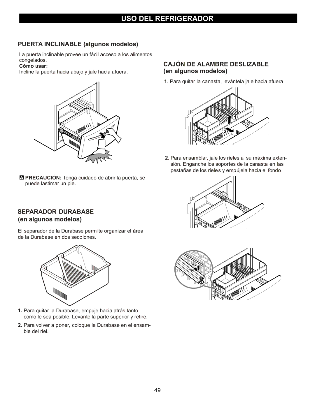 LG Electronics LFC23760 owner manual Separador Durabase, Cómo usar 