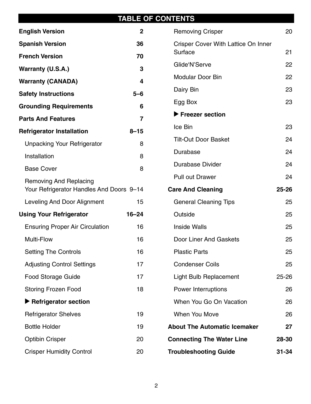 LG Electronics LFC25760 manual Table of Contents 