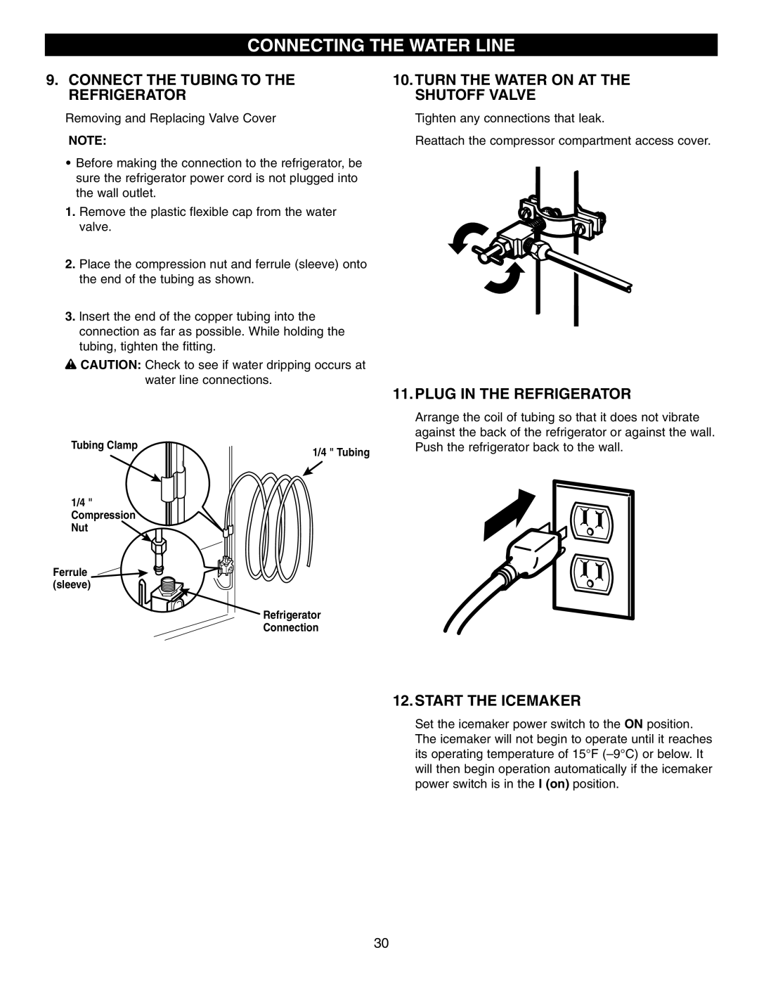 LG Electronics LFC25760 Connect the Tubing to the Refrigerator, Turn the Water on AT the Shutoff Valve, Start the Icemaker 