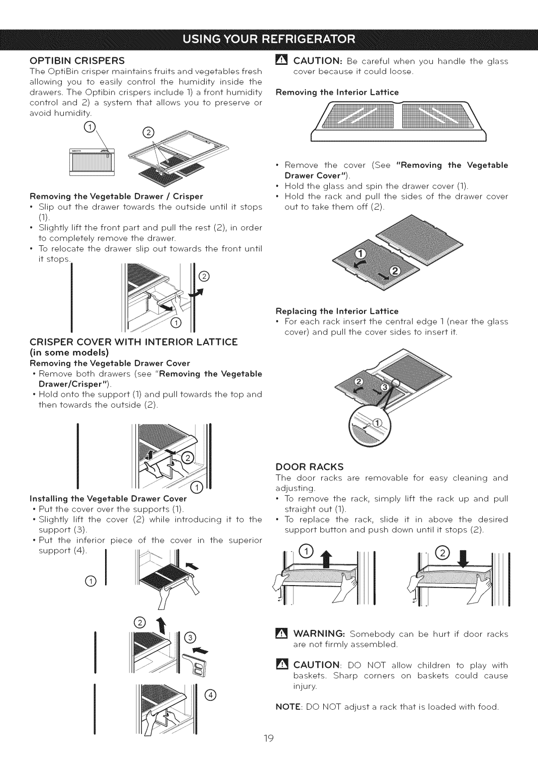 LG Electronics LFC25765 manual RemovingtheInteriorLattice, Door Racks 