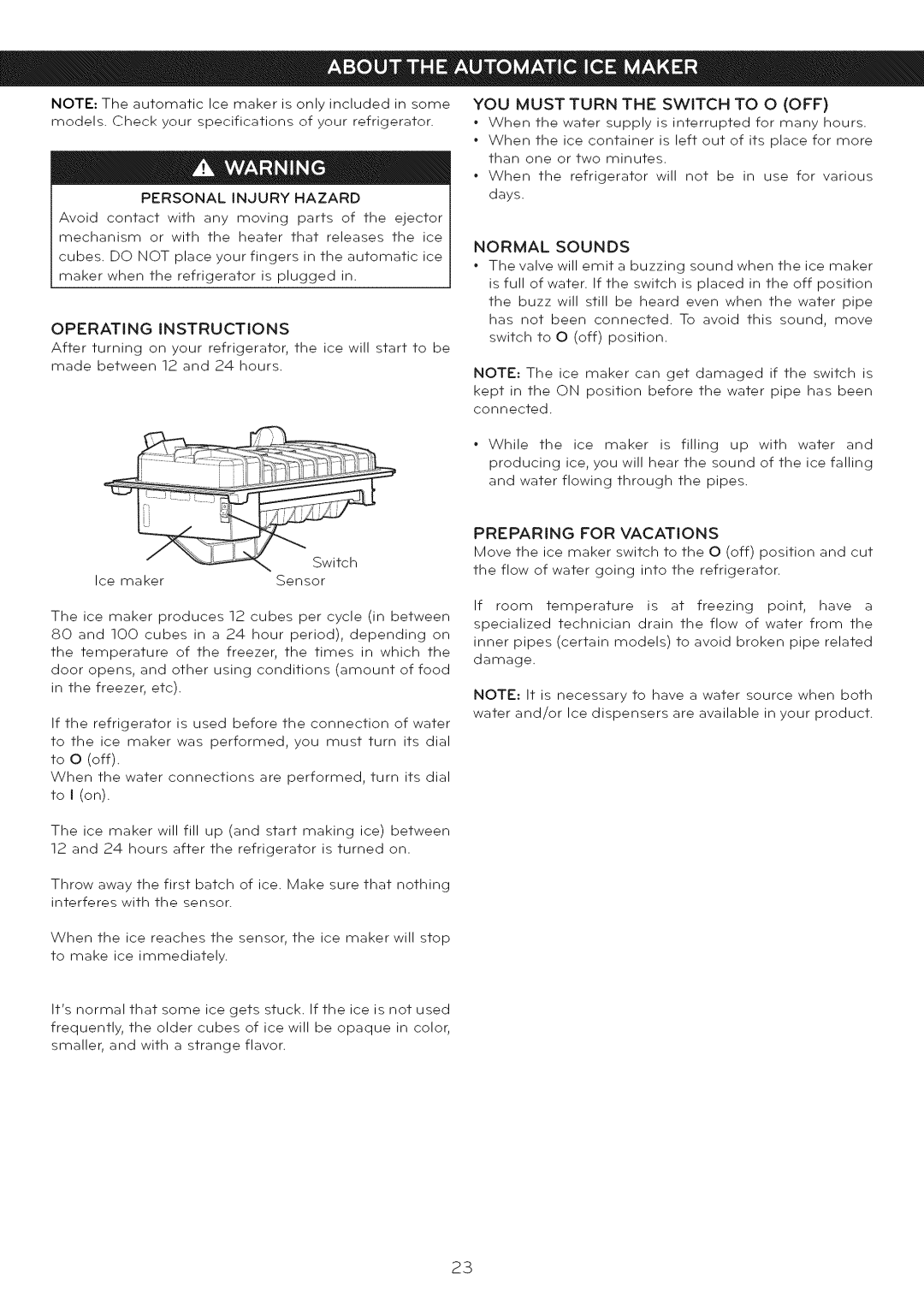 LG Electronics LFC25765 Models. Check your specifications of your refrigerator, Operating Instructions, Normal Sounds 