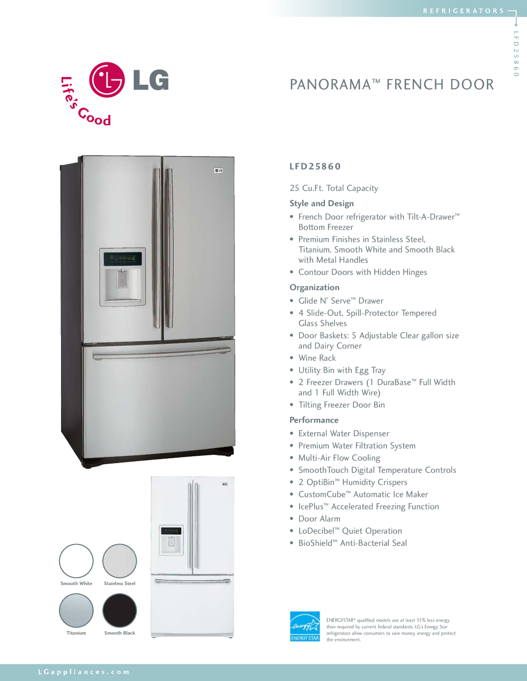 LG Electronics LFD25860 manual D 2586, Style and Design, Organization, Performance 