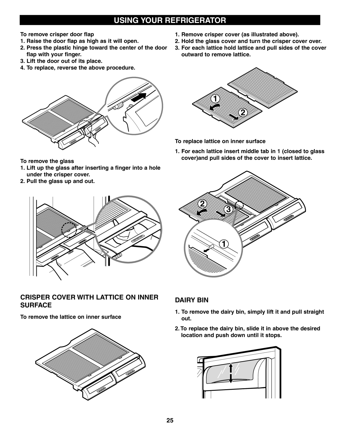 LG Electronics LFX21960 manual Crisper Cover with Lattice on Inner Surface, Dairy BIN 
