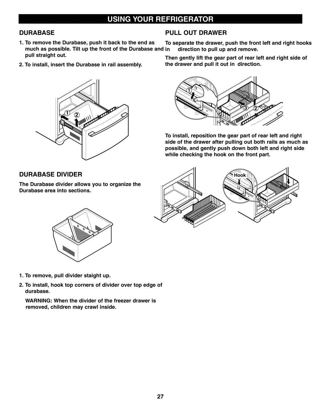 LG Electronics LFX21960 manual Pull OUT Drawer, Durabase Divider 