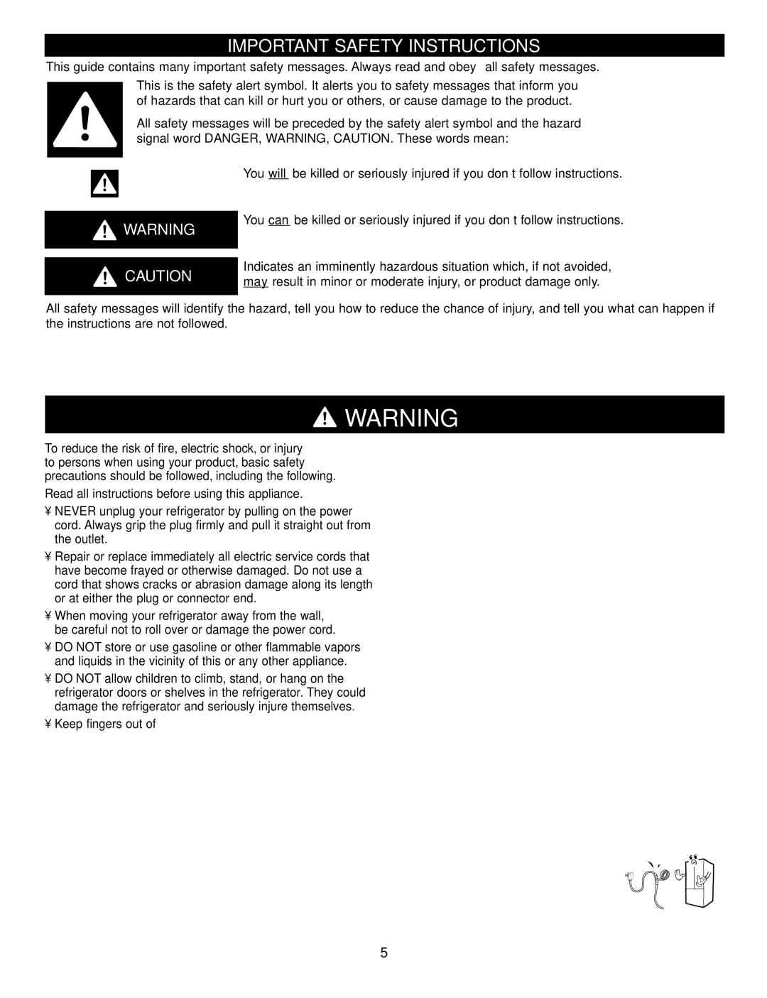 LG Electronics LFX21960 manual Important Safety Instructions, Read all instructions before using this appliance 