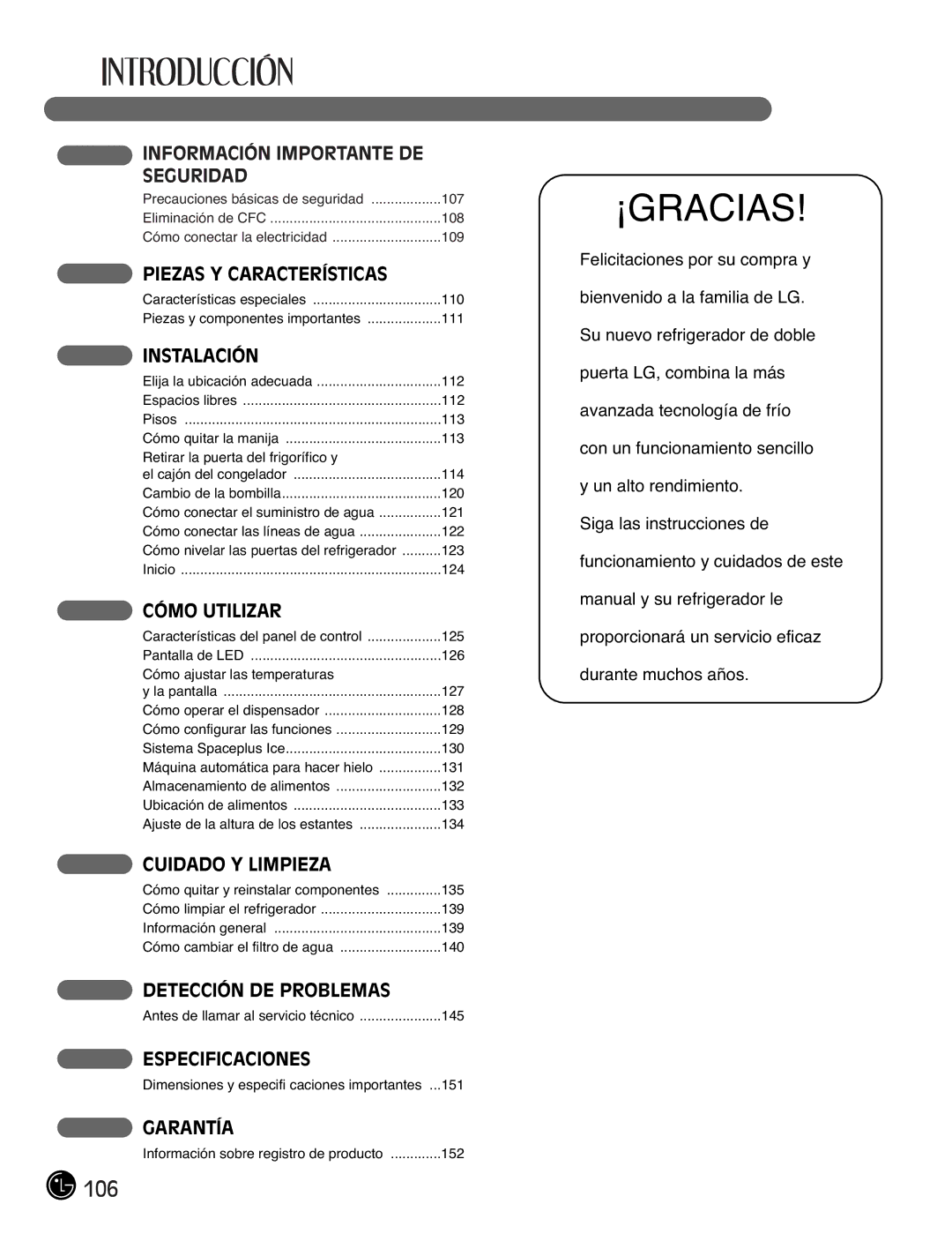 LG Electronics LFX21976ST owner manual ¡Gracias 