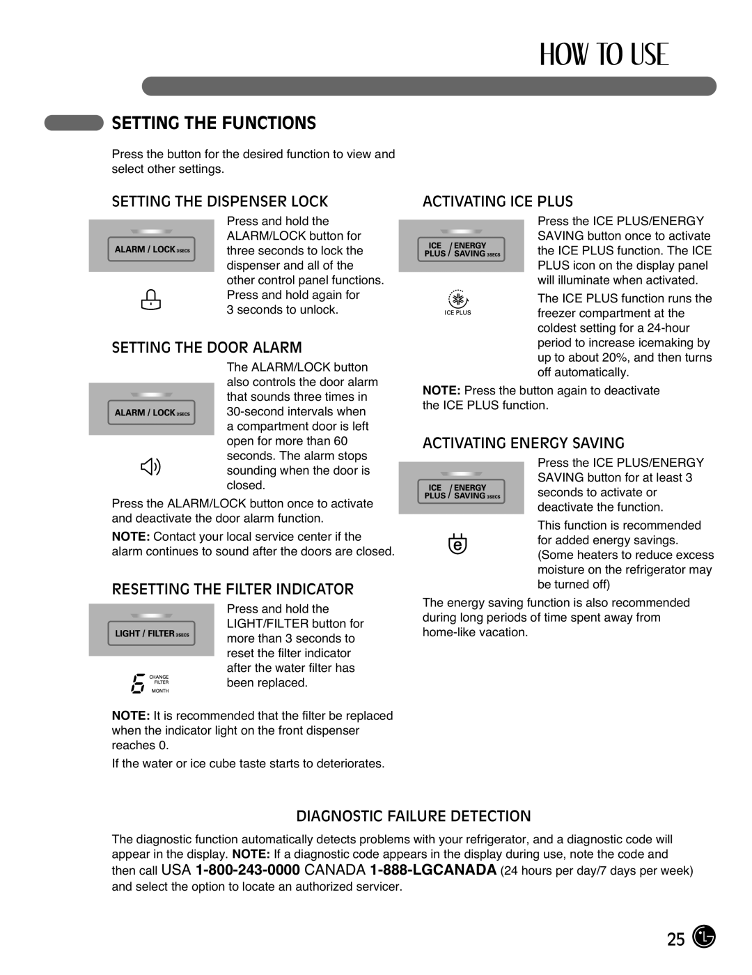 LG Electronics LFX21976ST owner manual Setting the Functions 