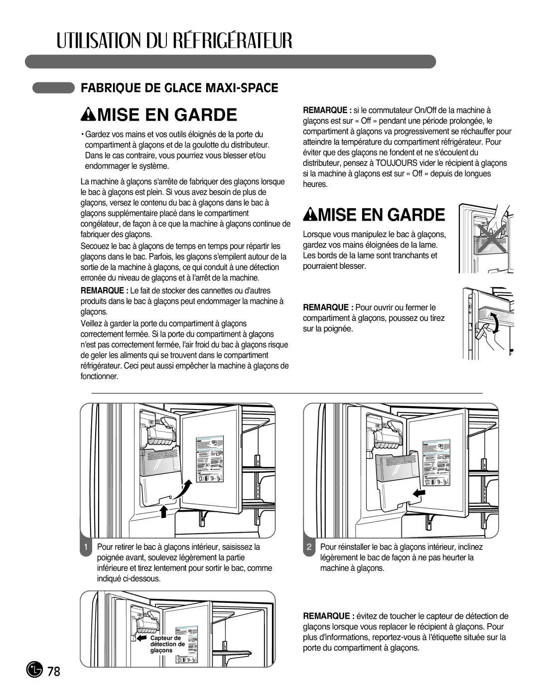 LG Electronics LFX21976ST owner manual Fabrique DE Glace MAXI-SPACE 