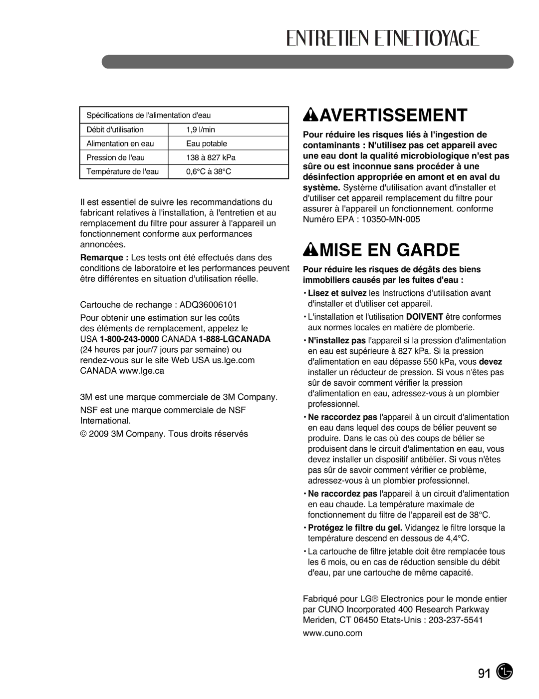 LG Electronics LFX21976ST owner manual Wavertissement 