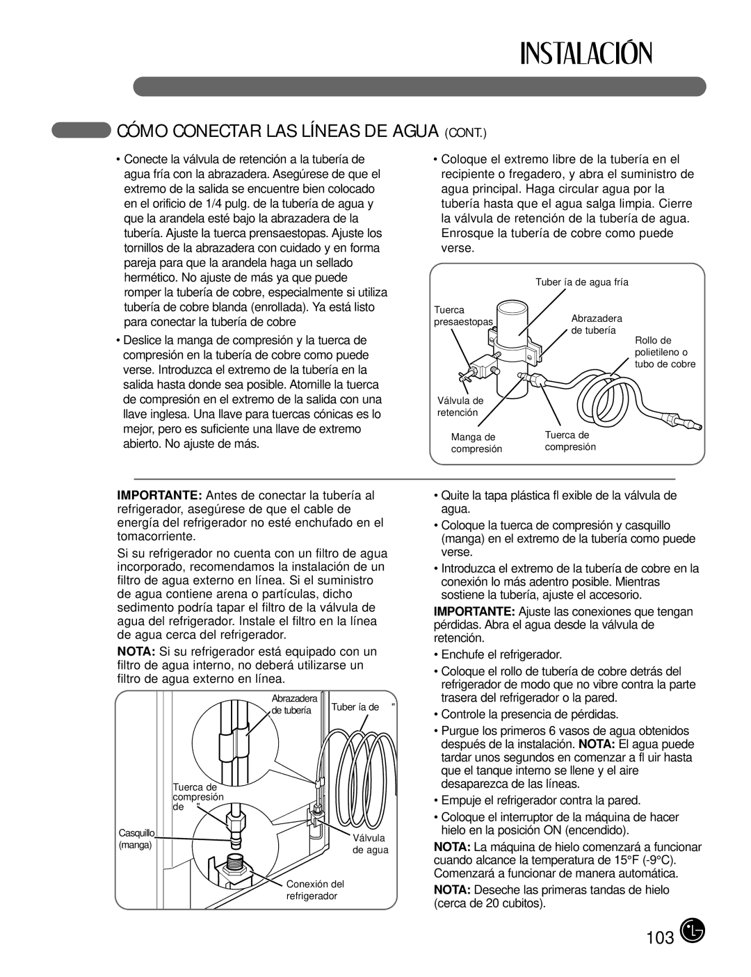 LG Electronics LFX25980, LFX21980 manual 103 