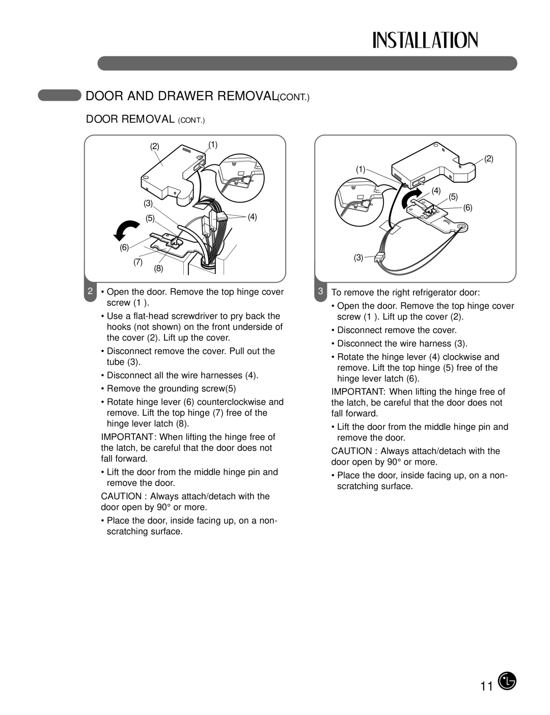 LG Electronics LFX25980, LFX21980 manual To remove the right refrigerator door 