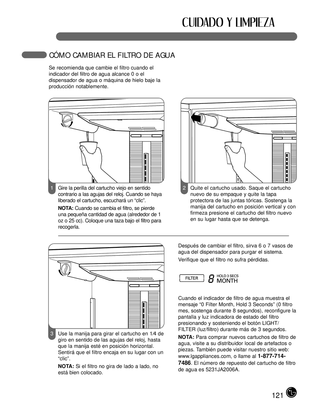 LG Electronics LFX25980, LFX21980 manual Cómo Cambiar EL Filtro DE Agua 