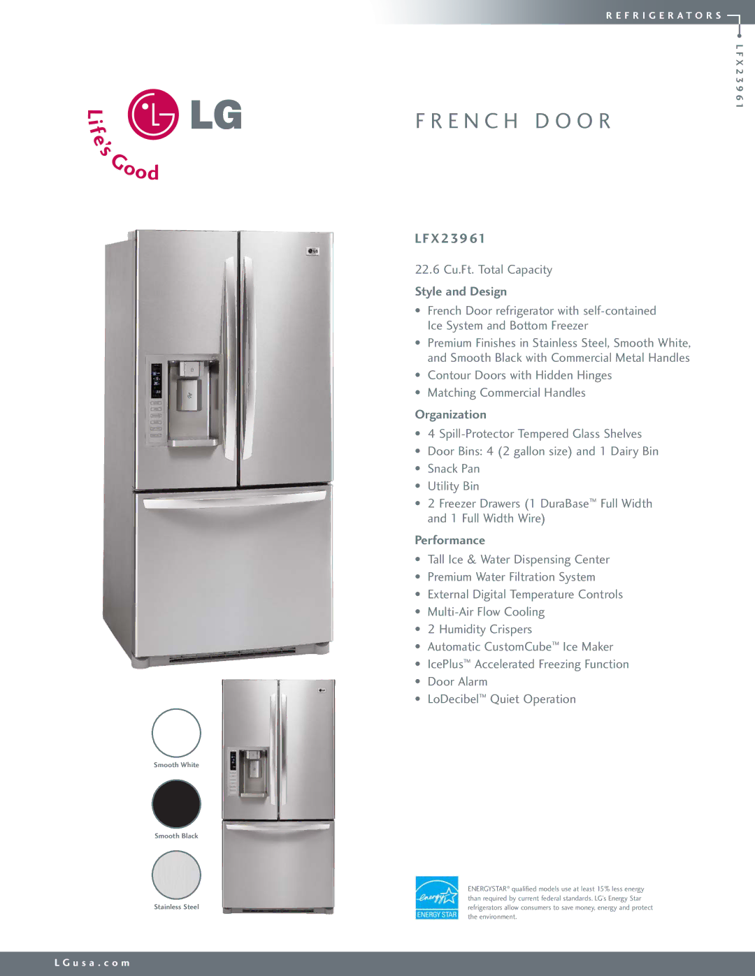 LG Electronics LFX23961 manual X 239, Style and Design, Organization, Performance 