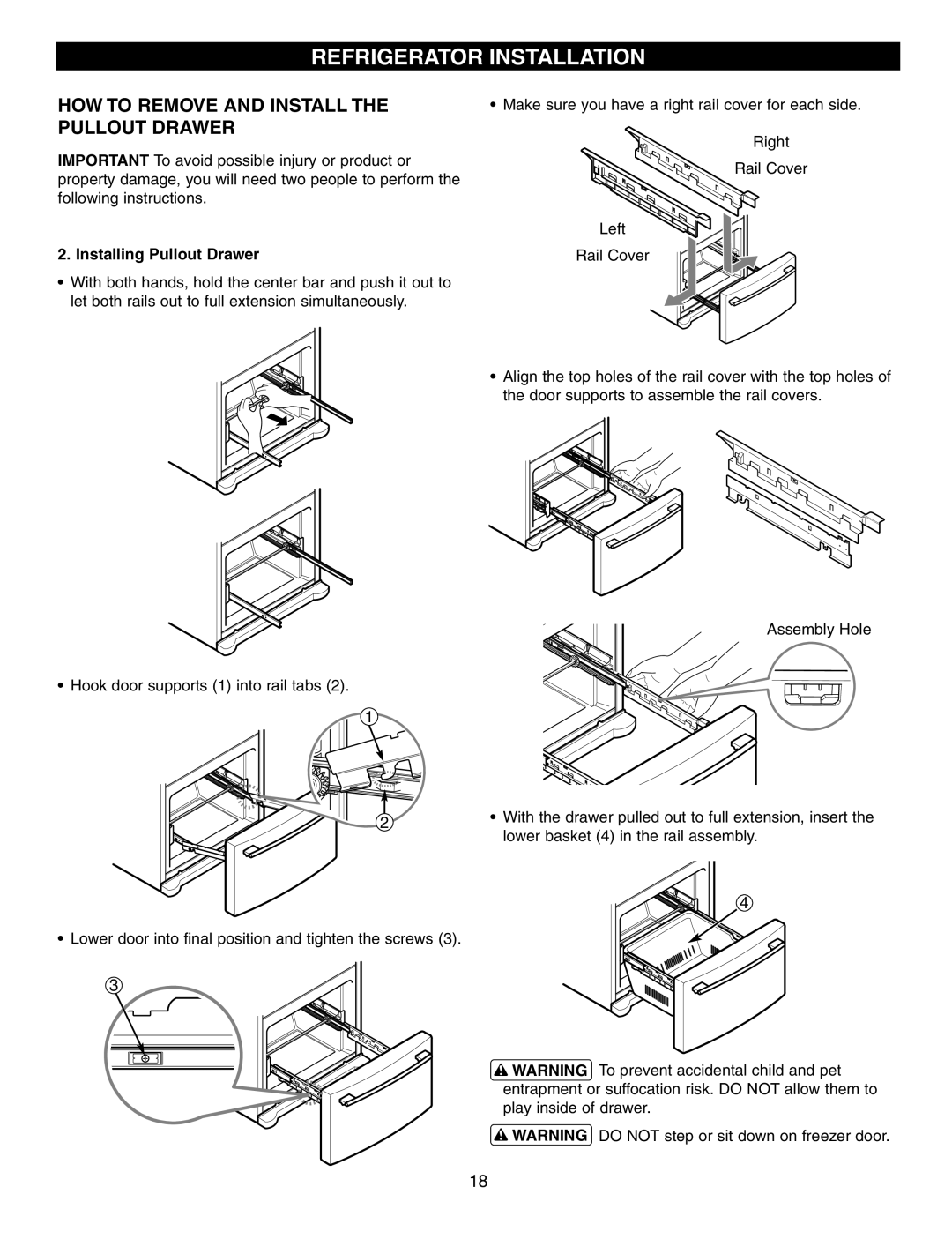 LG Electronics LFX25950 manual Installing Pullout Drawer 