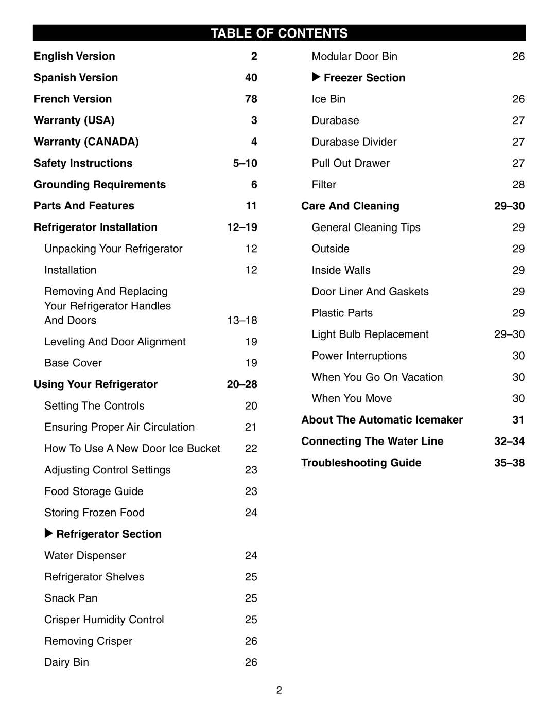 LG Electronics LFX25950 manual Table of Contents 