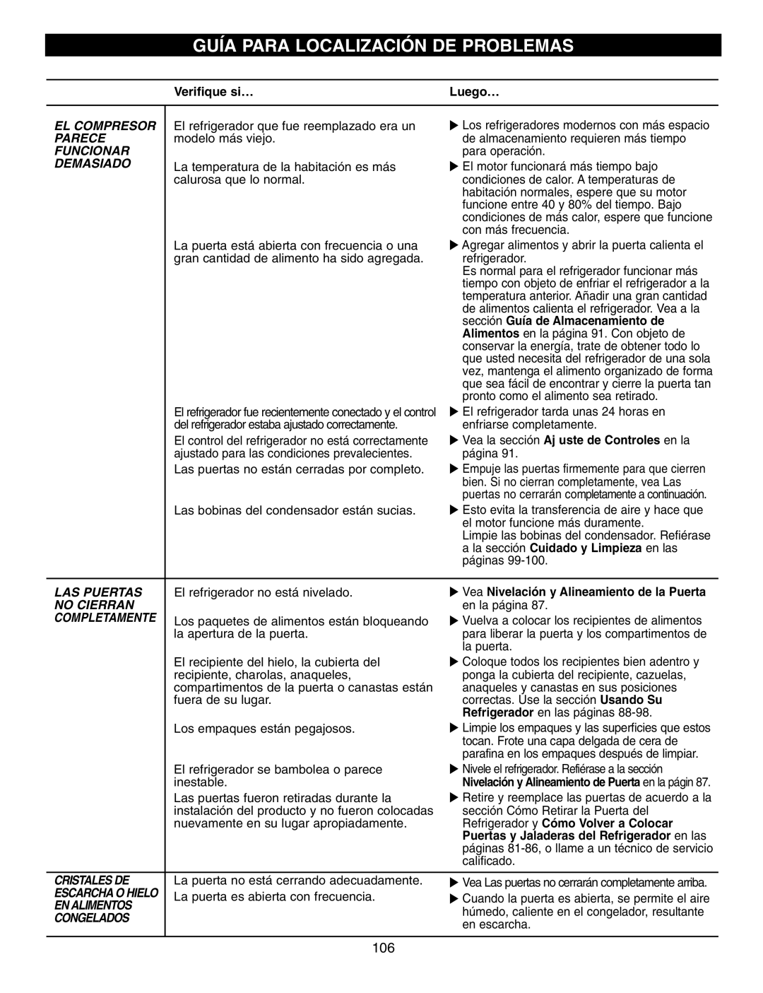 LG Electronics LFX25970, LFX25960, LFX21970 Sección Guía de Almacenamiento de, Vea la sección Aj uste de Controles en la 