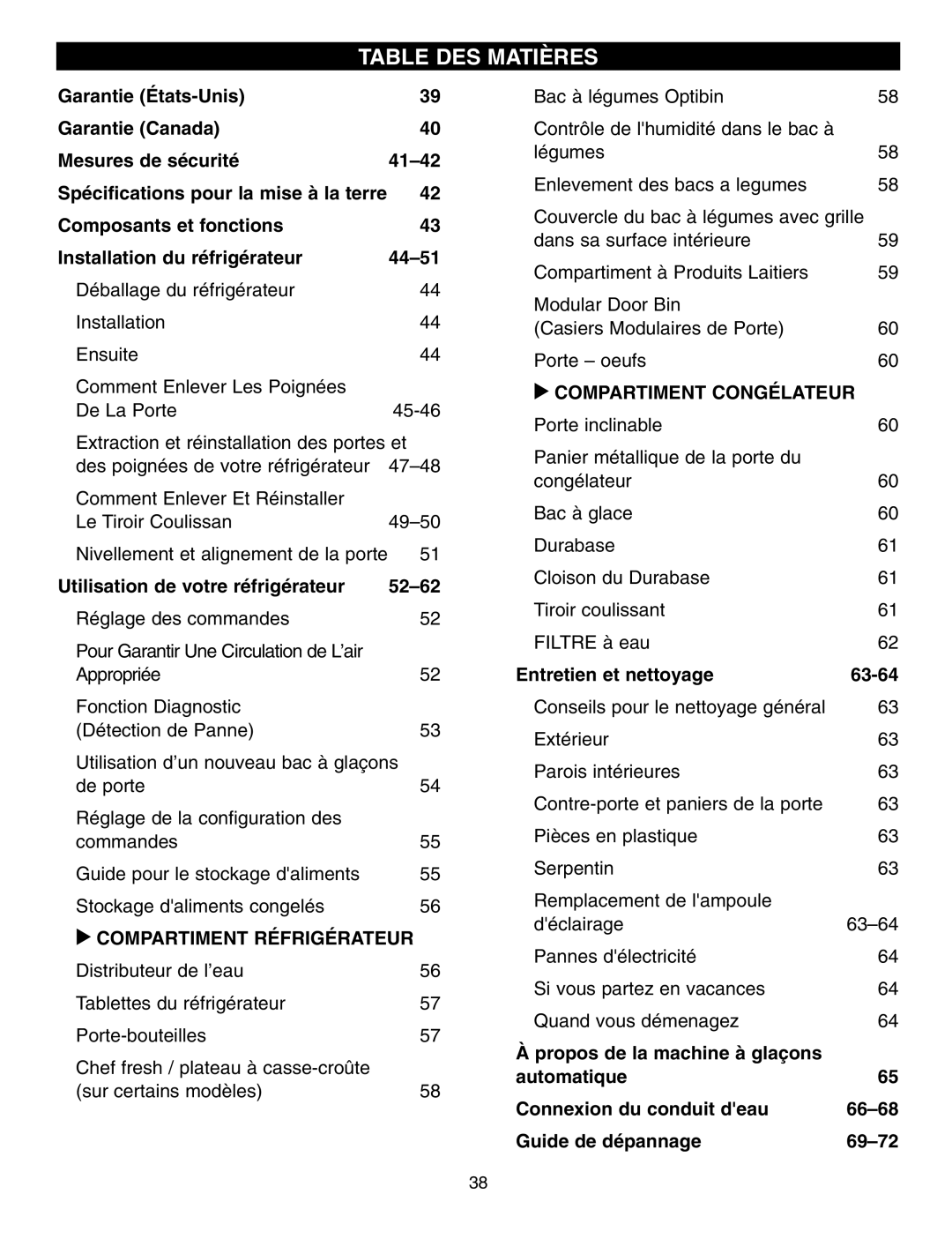 LG Electronics LFX21970, LFX25960, LFX25970 manual Table DES Matières, Utilisation de votre réfrigérateur 