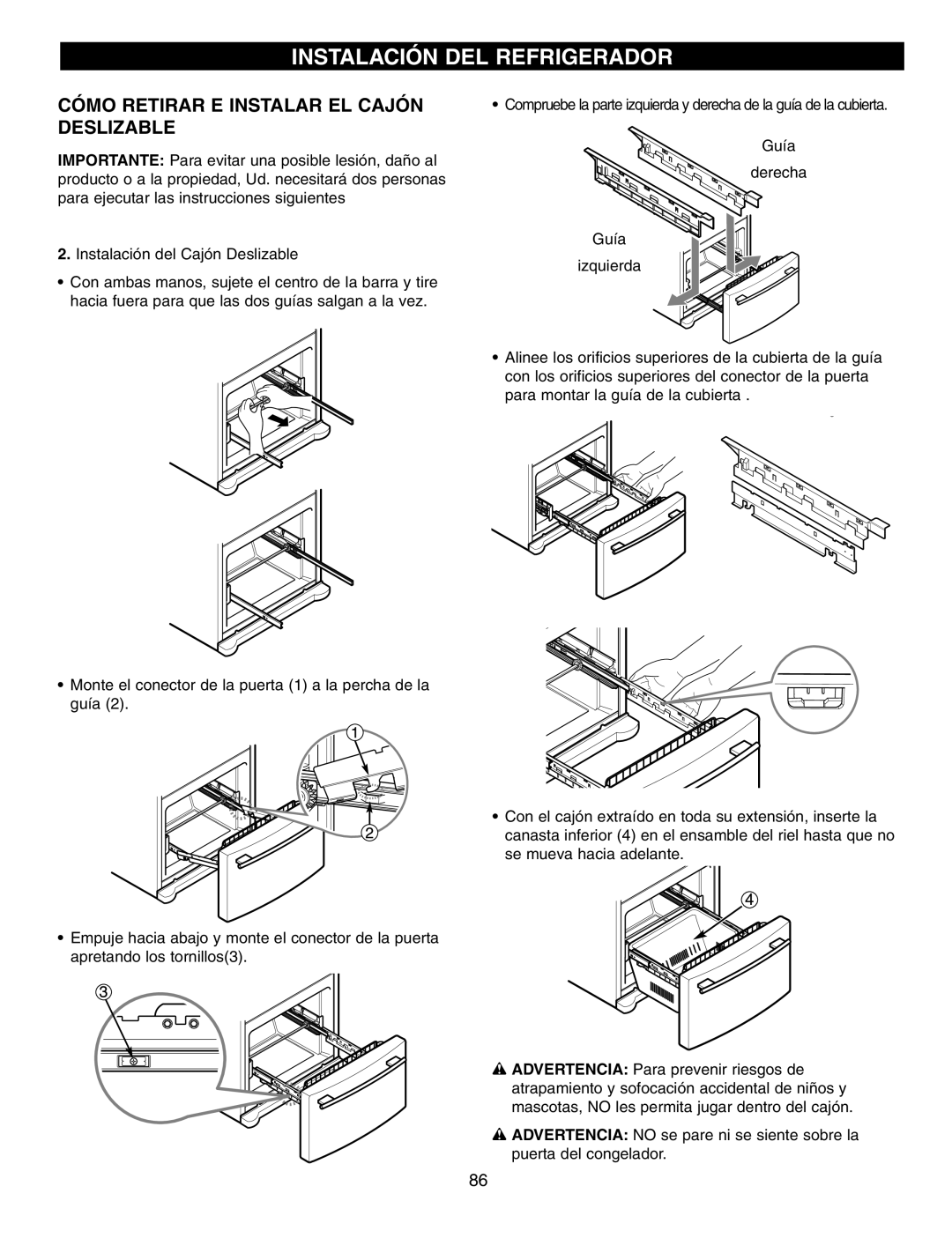 LG Electronics LFX21970, LFX25960, LFX25970 manual Instalación DEL Refrigerador 