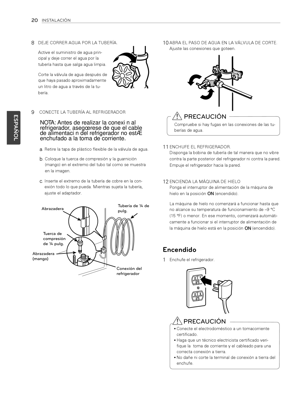 LG Electronics LFX25974SB, LFX25974ST owner manual Encendido 