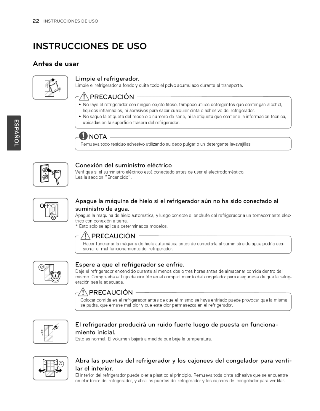 LG Electronics LFX25974SB, LFX25974ST owner manual Instrucciones DE USO, Antes de usar 