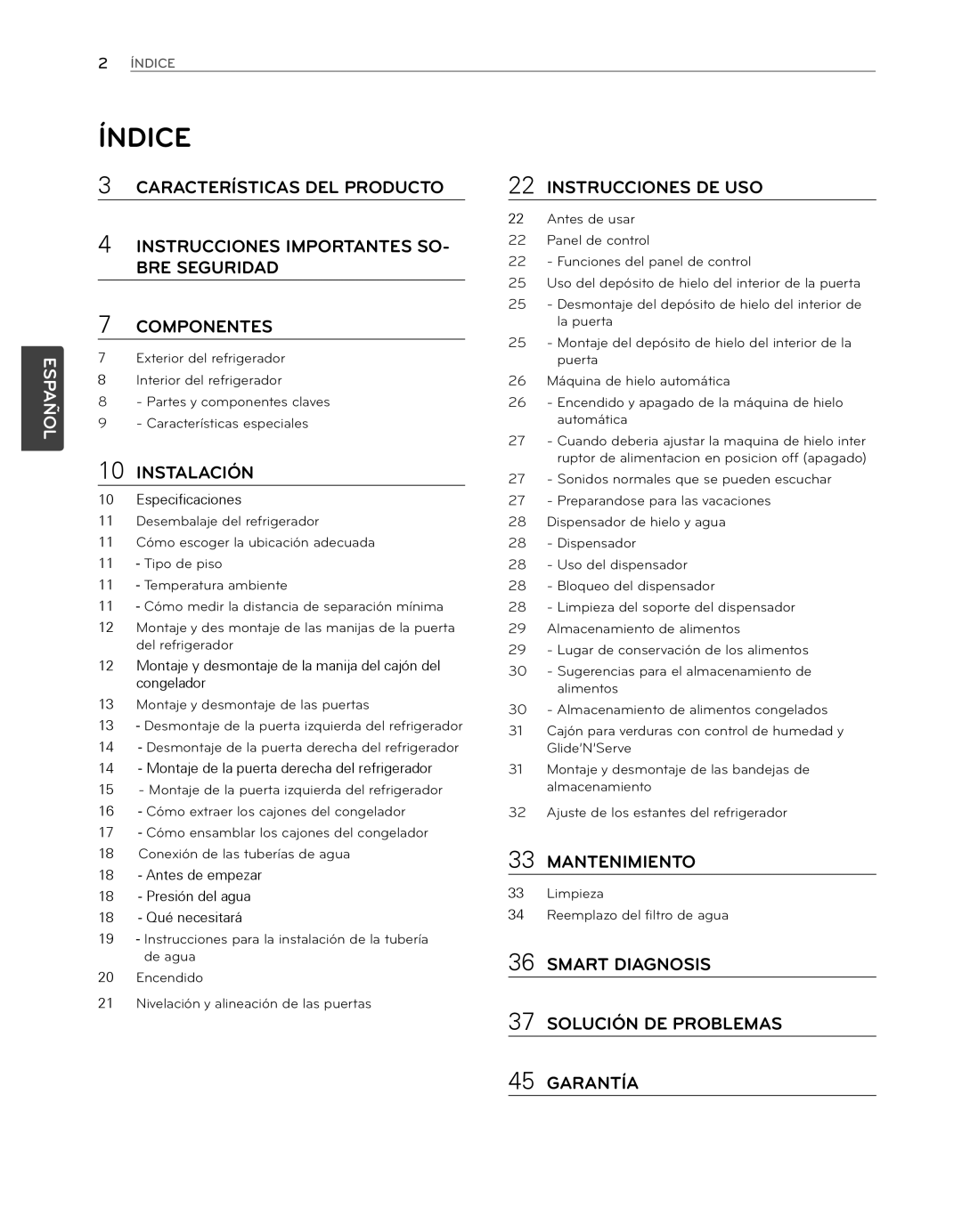 LG Electronics LFX25974SB, LFX25974ST owner manual Índice, Instalación 