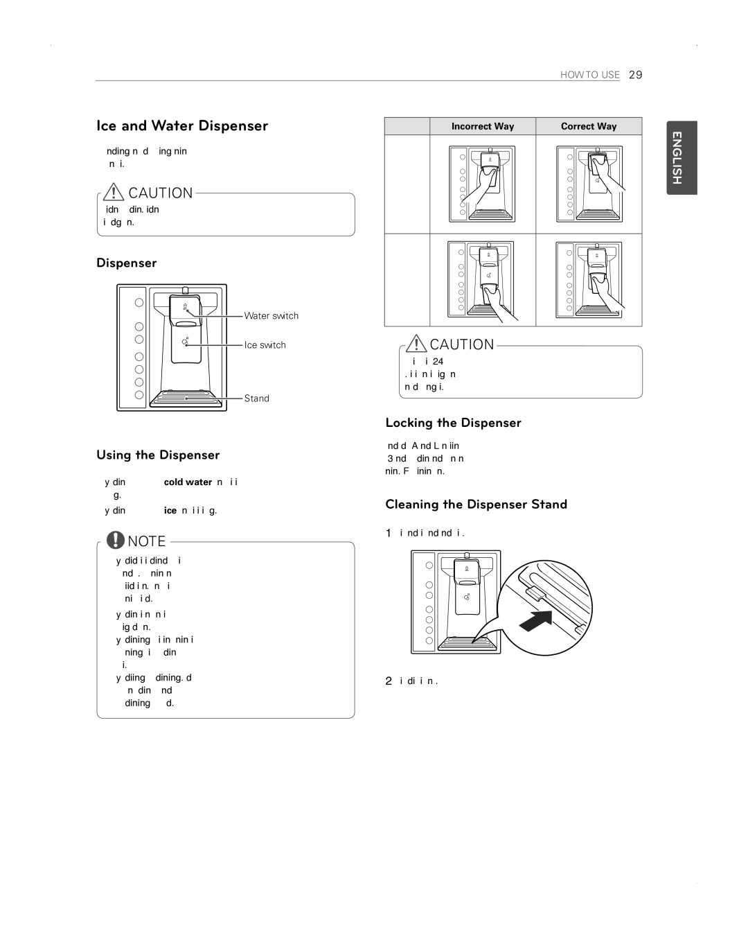 LG Electronics LFX31945ST owner manual Ice and Water Dispenser, Using the Dispenser, Locking the Dispenser 